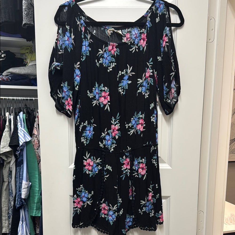 Mimi Chica Black Floral Print Romper